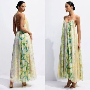 ZARA Floral Patchwork Low Back Long Maxi Dress ZW Collection Size Small NEW